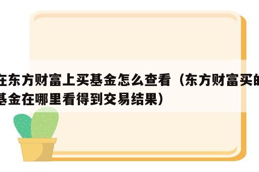 在东方财富上买基金怎么查看（东方财富买的基金在哪里看得到交易结果）