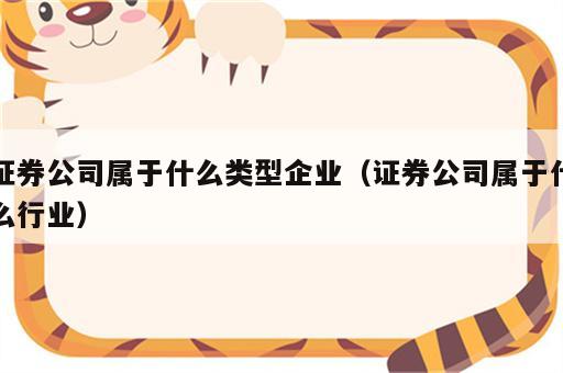 证券公司属于什么类型企业（证券公司属于什么行业）