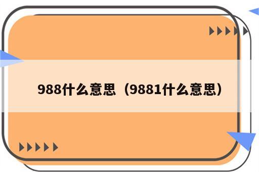 988什么意思（9881什么意思）