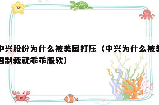 中兴股份为什么被美国打压（中兴为什么被美国制裁就乖乖服软）