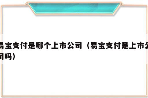 易宝支付是哪个上市公司（易宝支付是上市公司吗）