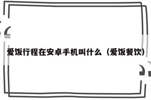 爱饭行程在安卓手机叫什么（爱饭餐饮）