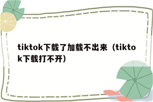 tiktok下载了加载不出来（tiktok下载打不开）