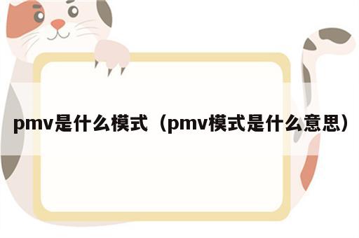 pmv是什么模式（pmv模式是什么意思）