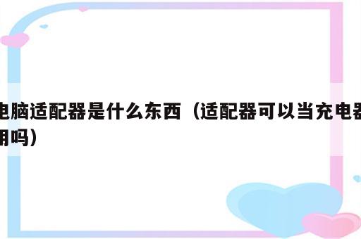 电脑适配器是什么东西（适配器可以当充电器用吗）