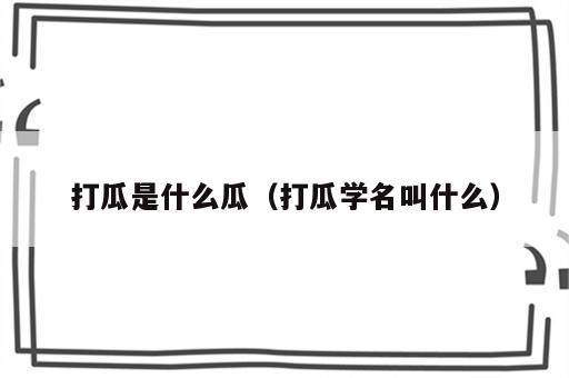 打瓜是什么瓜（打瓜学名叫什么）