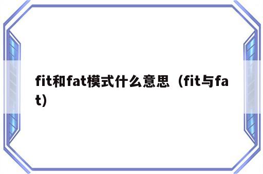 fit和fat模式什么意思（fit与fat）