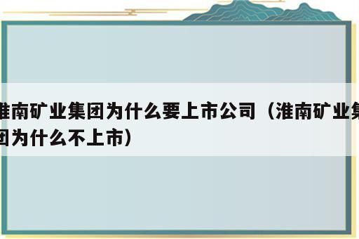淮南矿业集团为什么要上市公司（淮南矿业集团为什么不上市）