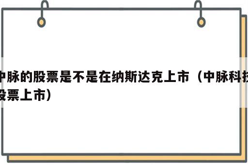 中脉的股票是不是在纳斯达克上市（中脉科技股票上市）