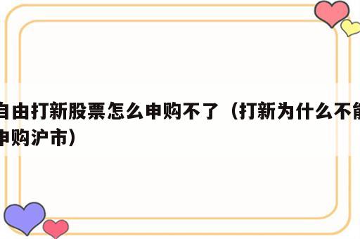 自由打新股票怎么申购不了（打新为什么不能申购沪市）
