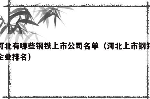 河北有哪些钢铁上市公司名单（河北上市钢铁企业排名）