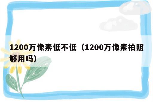 1200万像素低不低（1200万像素拍照够用吗）