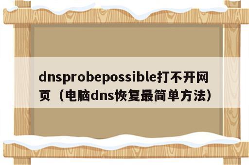 dnsprobepossible打不开网页（电脑dns恢复最简单方法）