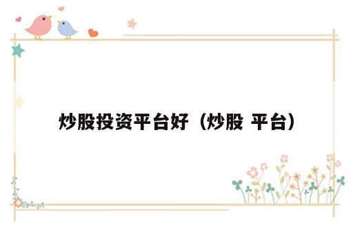 炒股投资平台好（炒股 平台）
