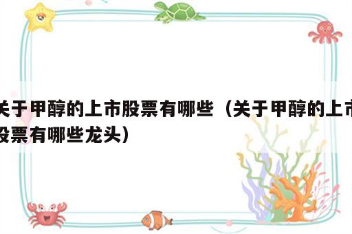 关于甲醇的上市股票有哪些（关于甲醇的上市股票有哪些龙头）