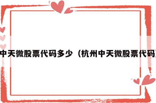 中天微股票代码多少（杭州中天微股票代码）