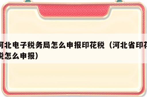 河北电子税务局怎么申报印花税（河北省印花税怎么申报）