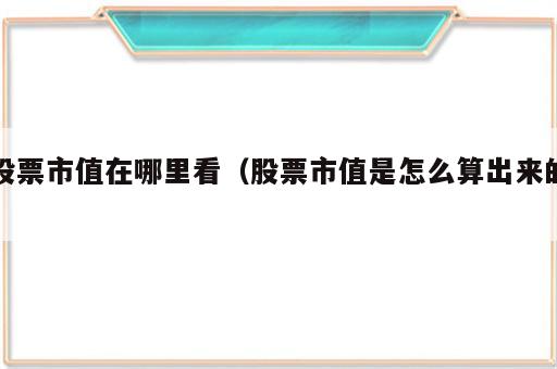 股票市值在哪里看（股票市值是怎么算出来的）