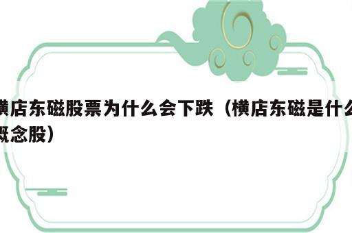 横店东磁股票为什么会下跌（横店东磁是什么概念股）