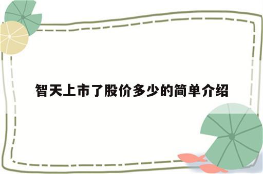 智天上市了股价多少的简单介绍
