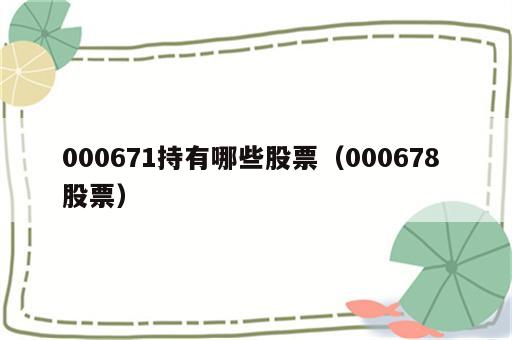 000671持有哪些股票（000678 股票）