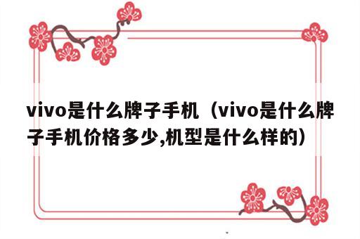 vivo是什么牌子手机（vivo是什么牌子手机价格多少,机型是什么样的）