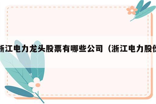 浙江电力龙头股票有哪些公司（浙江电力股份）
