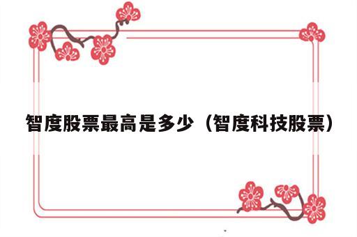 智度股票最高是多少（智度科技股票）