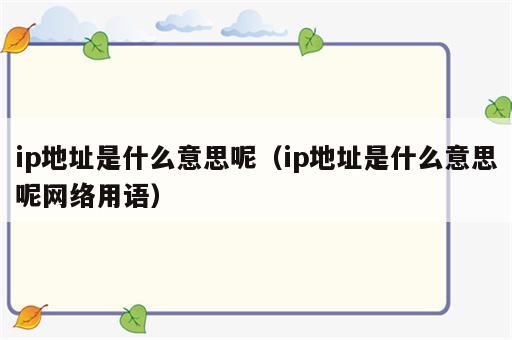 ip地址是什么意思呢（ip地址是什么意思呢网络用语）