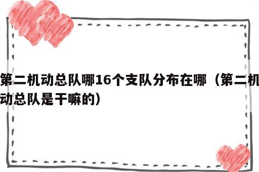 第二机动总队哪16个支队分布在哪（第二机动总队是干嘛的）