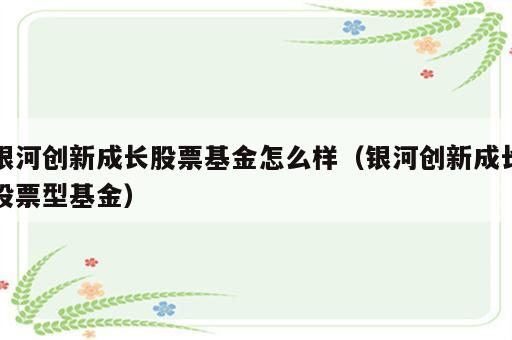 银河创新成长股票基金怎么样（银河创新成长股票型基金）