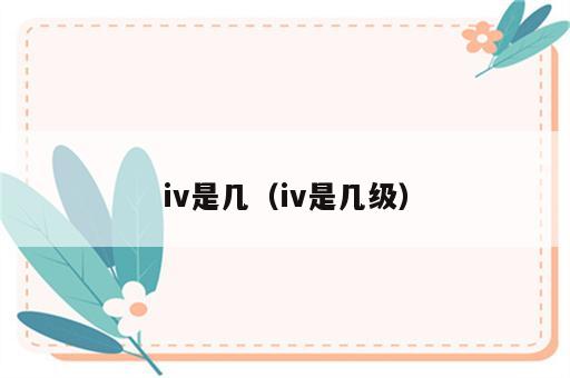iv是几（iv是几级）