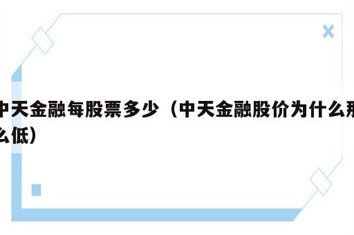 中天金融每股票多少（中天金融股价为什么那么低）