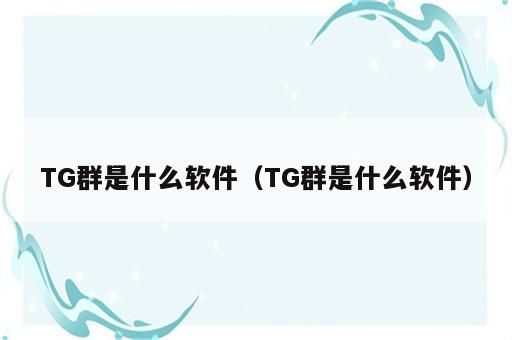 TG群是什么软件（TG群是什么软件）
