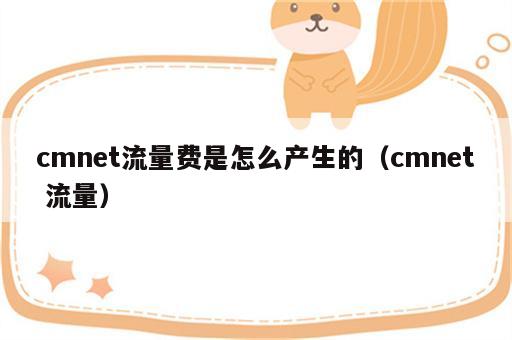 cmnet流量费是怎么产生的（cmnet 流量）