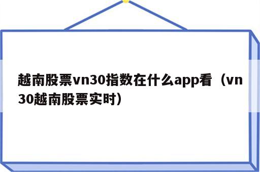 越南股票vn30指数在什么app看（vn30越南股票实时）