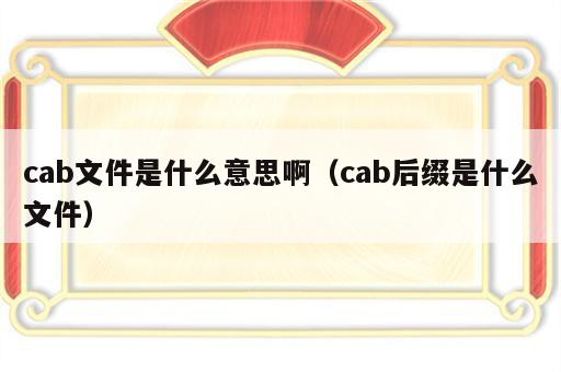 cab文件是什么意思啊（cab后缀是什么文件）