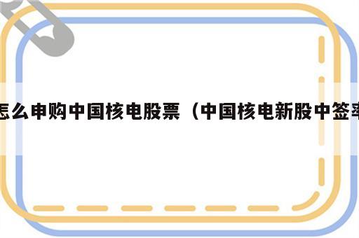 怎么申购中国核电股票（中国核电新股中签率）