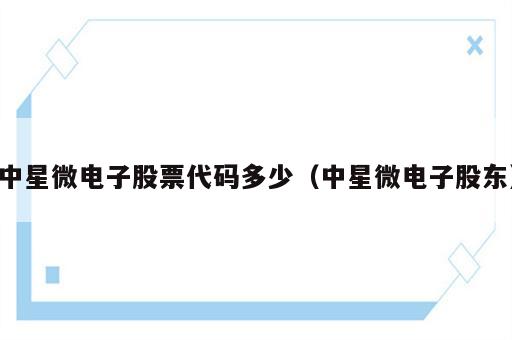 中星微电子股票代码多少（中星微电子股东）