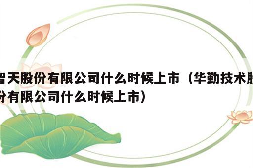 智天股份有限公司什么时候上市（华勤技术股份有限公司什么时候上市）