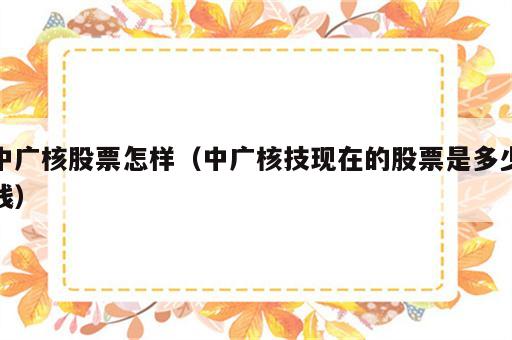 中广核股票怎样（中广核技现在的股票是多少钱）