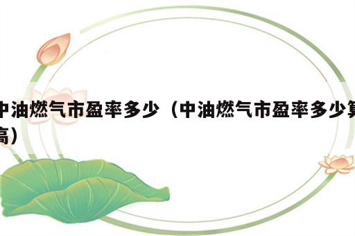 中油燃气市盈率多少（中油燃气市盈率多少算高）