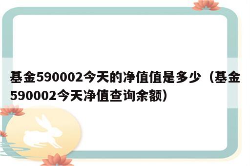 基金590002今天的净值值是多少（基金590002今天净值查询余额）