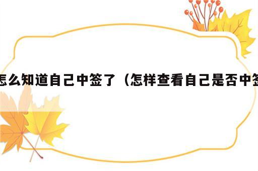 怎么知道自己中签了（怎样查看自己是否中签）