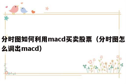 分时图如何利用macd买卖股票（分时图怎么调出macd）
