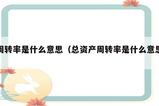 周转率是什么意思（总资产周转率是什么意思）