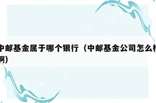 中邮基金属于哪个银行（中邮基金公司怎么样啊）