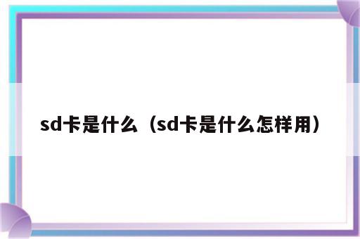 sd卡是什么（sd卡是什么怎样用）