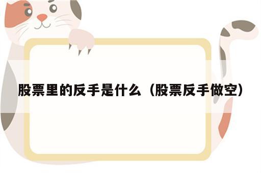 股票里的反手是什么（股票反手做空）