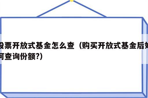 股票开放式基金怎么查（购买开放式基金后如何查询份额?）